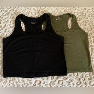 Green and Black Cropped Racer Backs